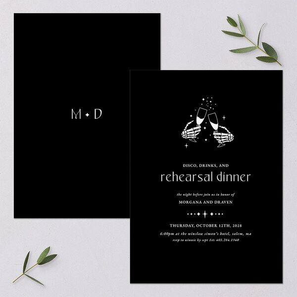 Til Death Do We Disco Rehearsal Dinner Invitations Licorice Signature Blank