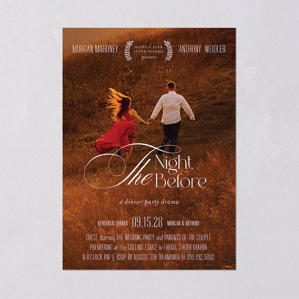 Romantic Movie Poster Rehearsal Dinner Invitations Licorice Signature Blank