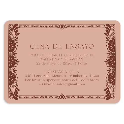 Hacienda Elegante Rehearsal Dinner Invitations Dusty Rose Signature Blank Rounded