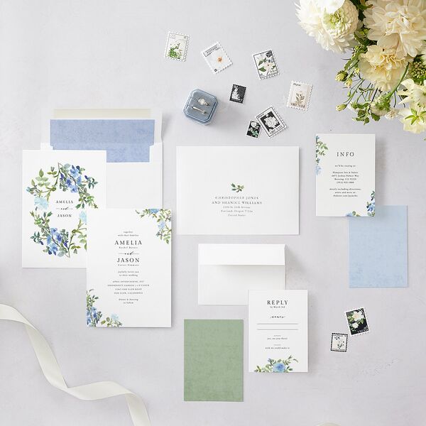 Minimal Floral Wedding Invitations Ocean Signature Blank No Standard