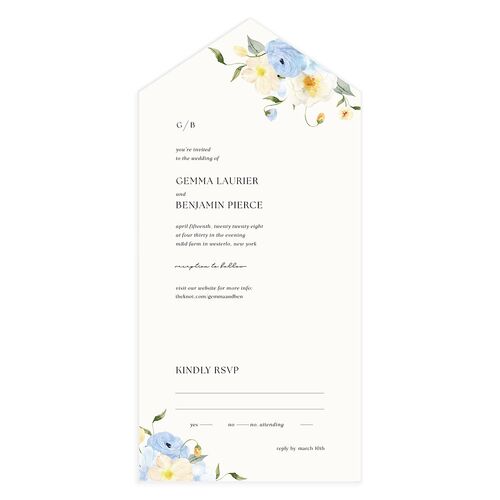 Pastel Garden All-in-One Wedding Invitations Stream Signature Light Both Recipient and Return Addresses No