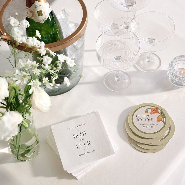 Vintage Nouveau Floral Cocktail Napkins Pear Napkin Uncoined