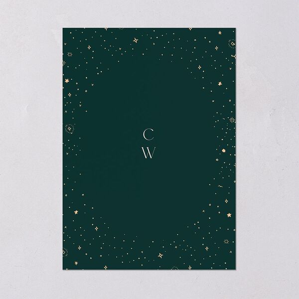 Celestial Galaxy Wedding Invitations Dark Emerald Signature Blank No Standard