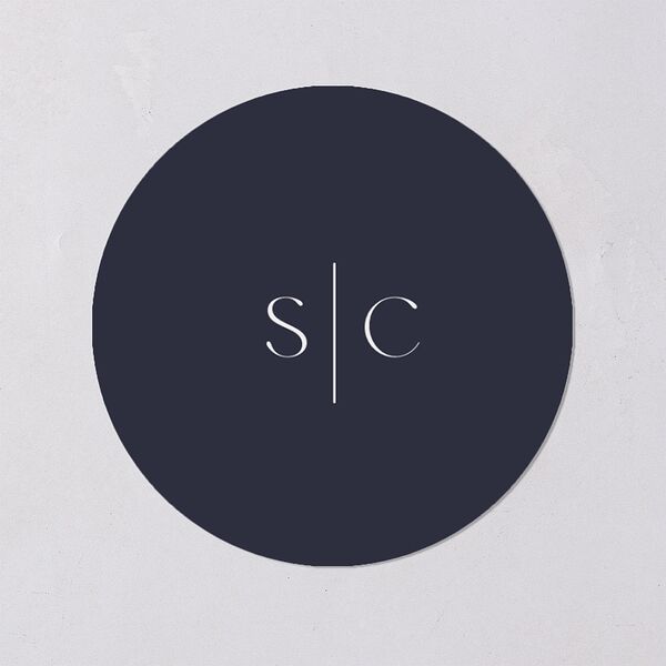 Nordic Folk Wedding Stickers Dark Navy Circle