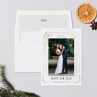 Gilded New Years Holiday Cards Gold Pure White Signature Blank Portrait  Standard