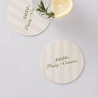 Cabana Stripes Wedding Day Coasters Olive Cardboard Circle