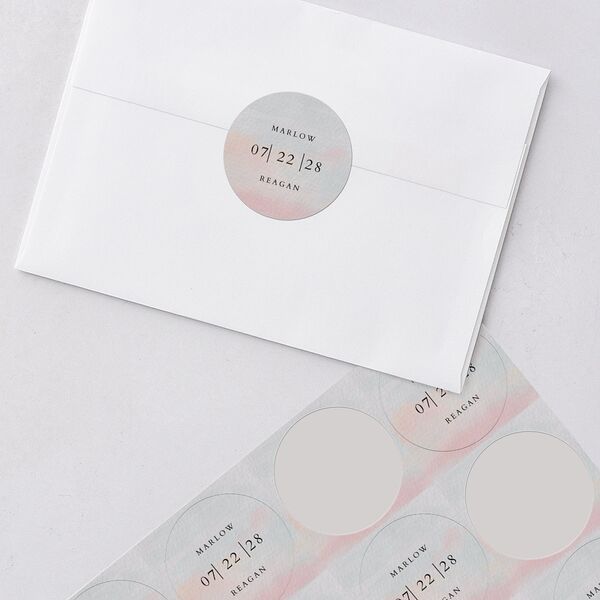 Rustic Reflection Wedding Stickers Dusty Blue Circle