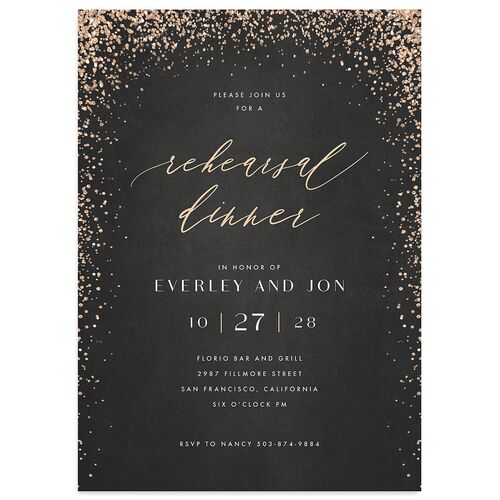Sparkling Romance Rehearsal Dinner Invitations Licorice Signature Blank Standard