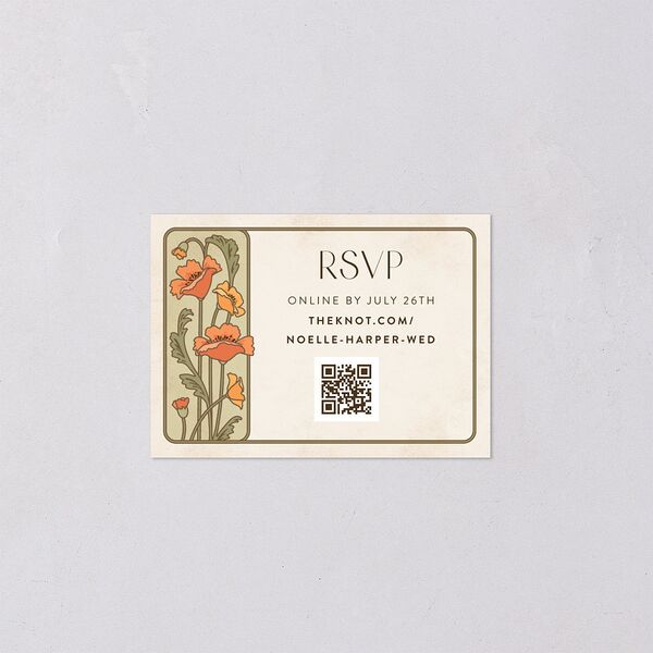 Vintage Nouveau QR Code RSVP Cards Pear Signature Standard