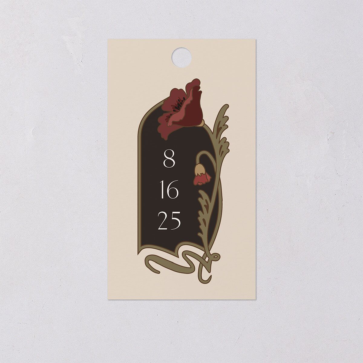 Vintage Nouveau Floral Favor Gift Tags Merlot Signature
