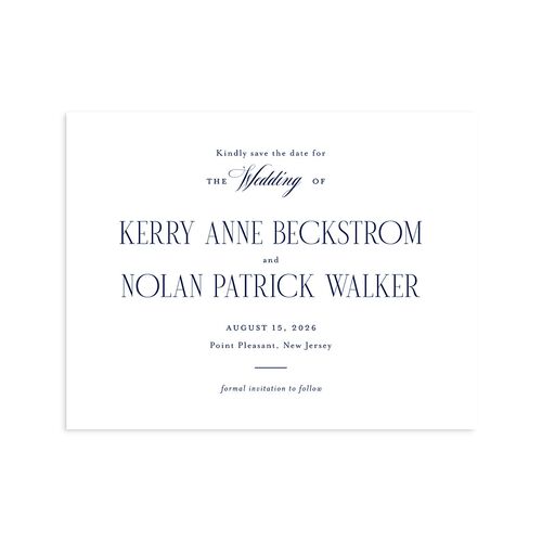 Cosmopolitan Save the Date Petite Cards Navy Signature smooth Blank No Standard