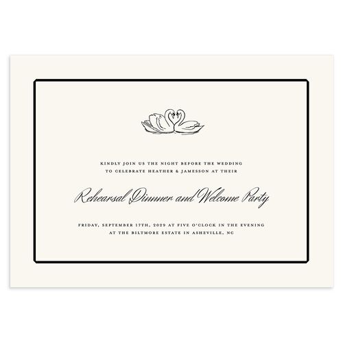 Elegant Swans Rehearsal Dinner Invitations Ivory Signature Blank Standard
