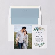 Rustic Greenery Save The Date Cards Cornflower Signature smooth Blank No Standard