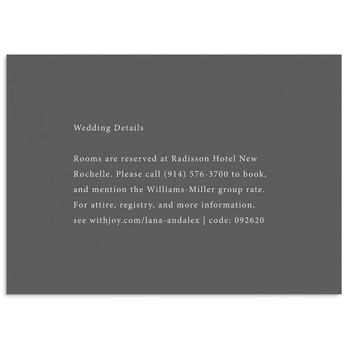 Natural Palette Wedding Event Detail Cards Charcoal Signature Standard