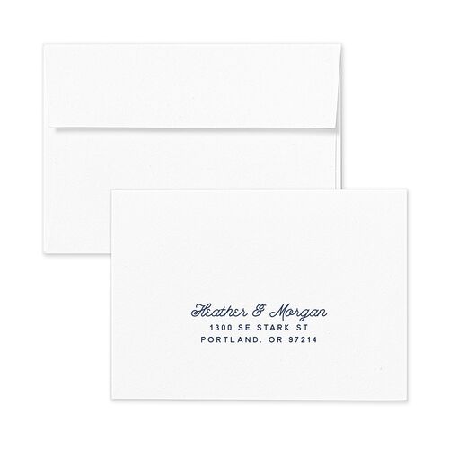 Vintage Mountain Wedding Response Card Standard Envelopes White Dusty Blue Return Address Signature Standard