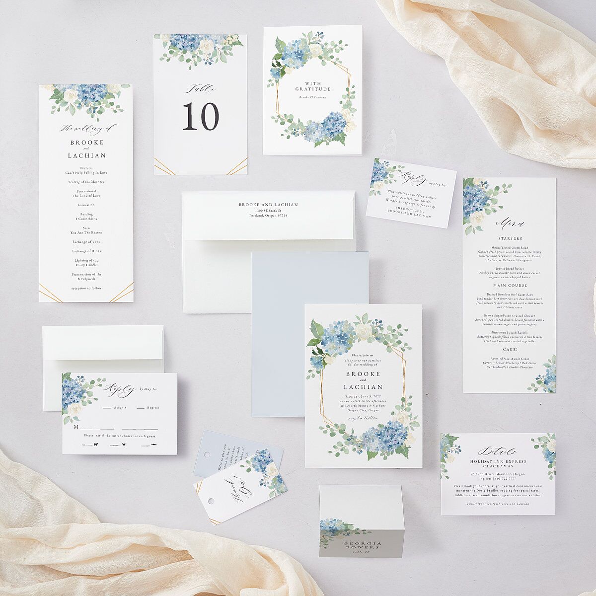 Elegant Hydrangea Wedding Programs Dusty Blue Signature