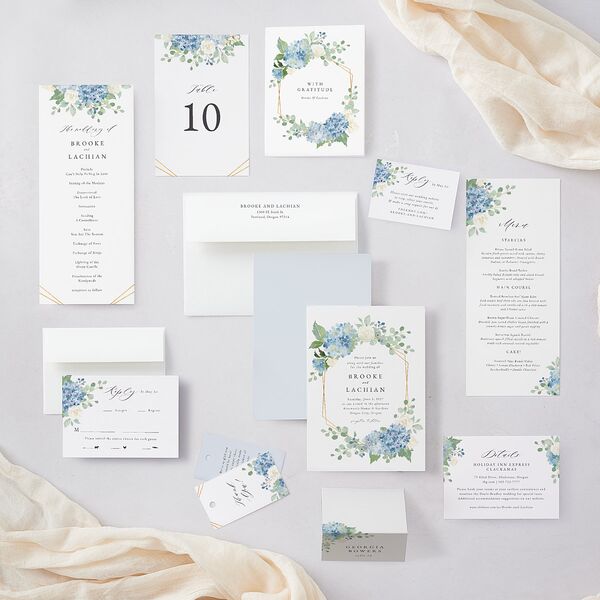 Elegant Hydrangea Wedding Programs Dusty Blue Signature