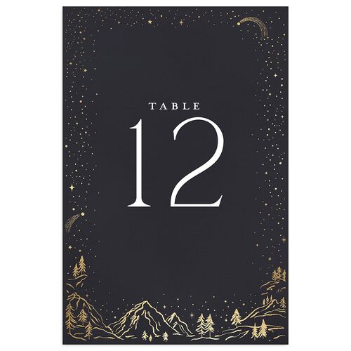 Mountain Sky Foil Table Numbers Gold Licorice Signature