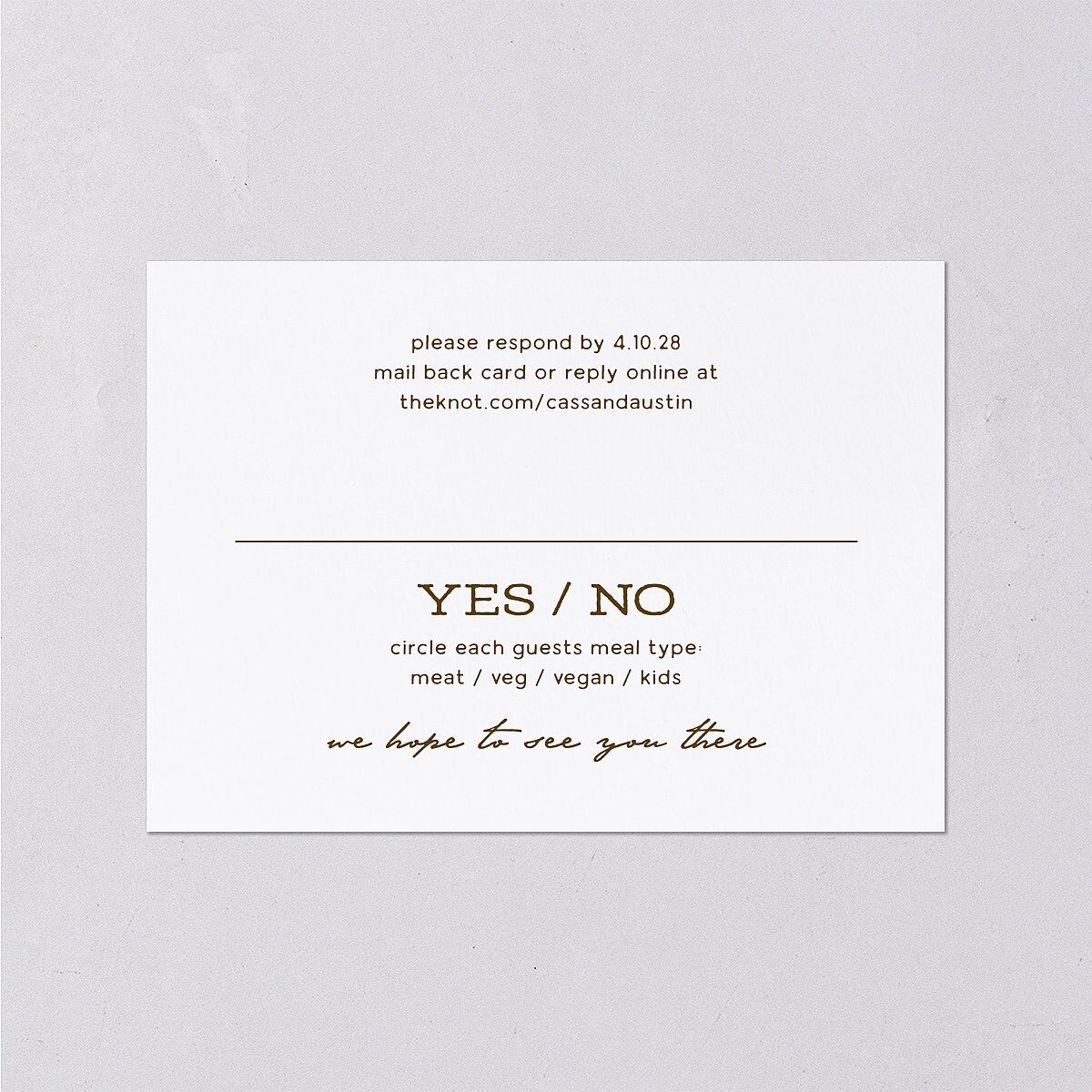 Southwestern Nouveau Wedding Response Cards Umber Signature Standard