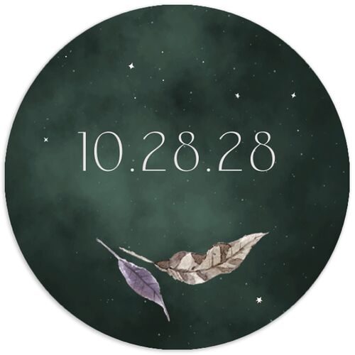 Crystal Forest Wedding Stickers Hunter Green Circle