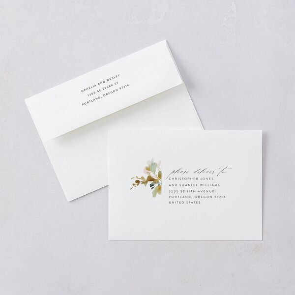 Watercolor Blooms Wedding Invitations Solar Power Signature Blank No Standard