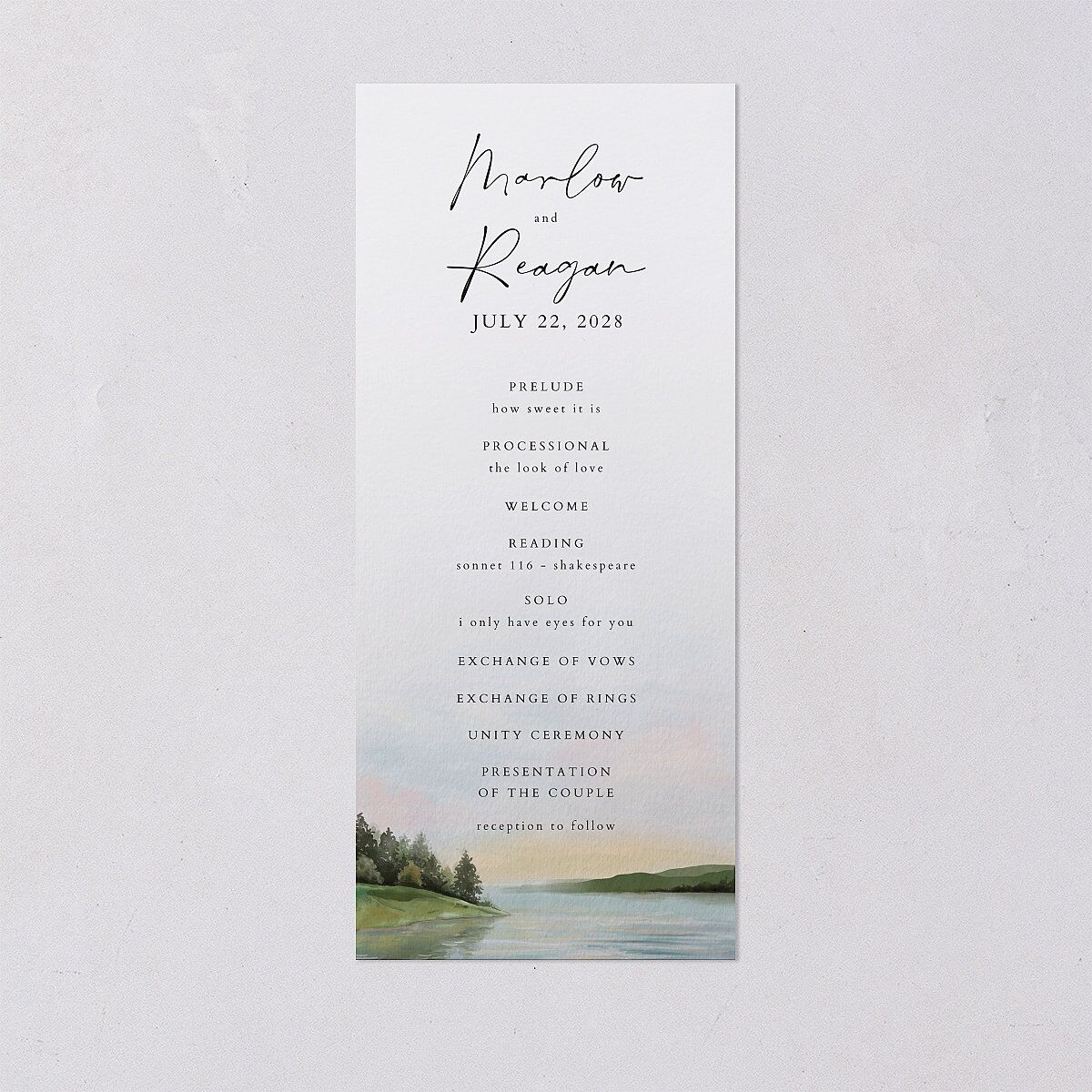 Rustic Reflection Wedding Programs Dusty Blue Signature