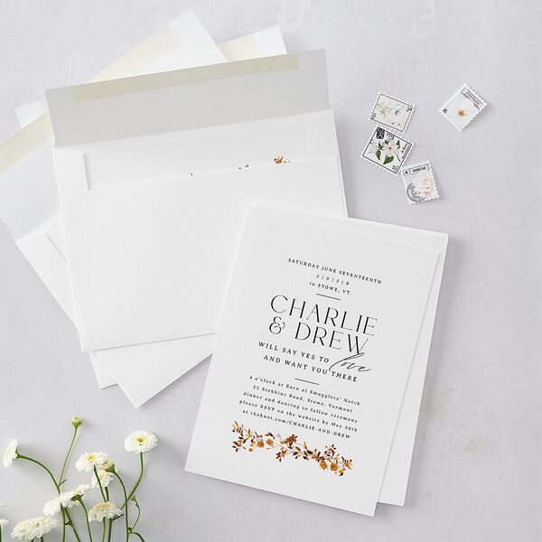 Simple Vine Wedding Invitations Terracotta Signature Blank No Standard