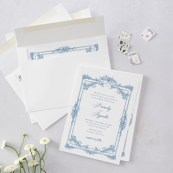 Elegant Antique Toile Frame Wedding Invitations by Bridgerton Cruise Signature Blank No Standard