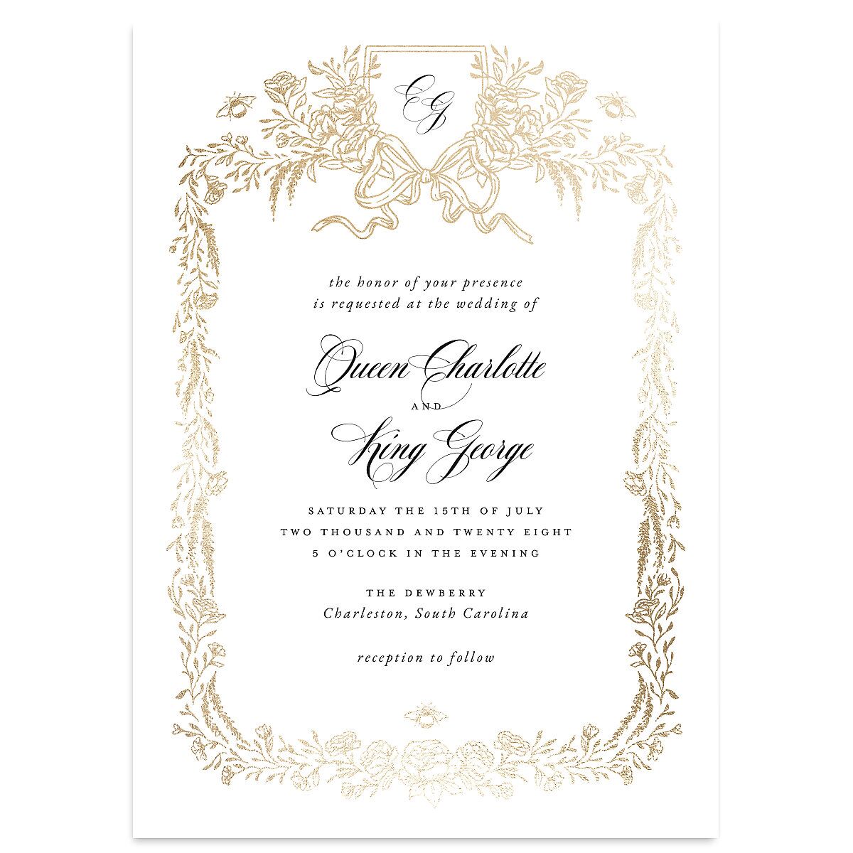 Rose Garden Crest Wedding Invitations by Bridgerton