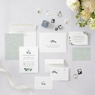 Elegant Greenery Wedding Invitations Pure White Signature Blank No Standard