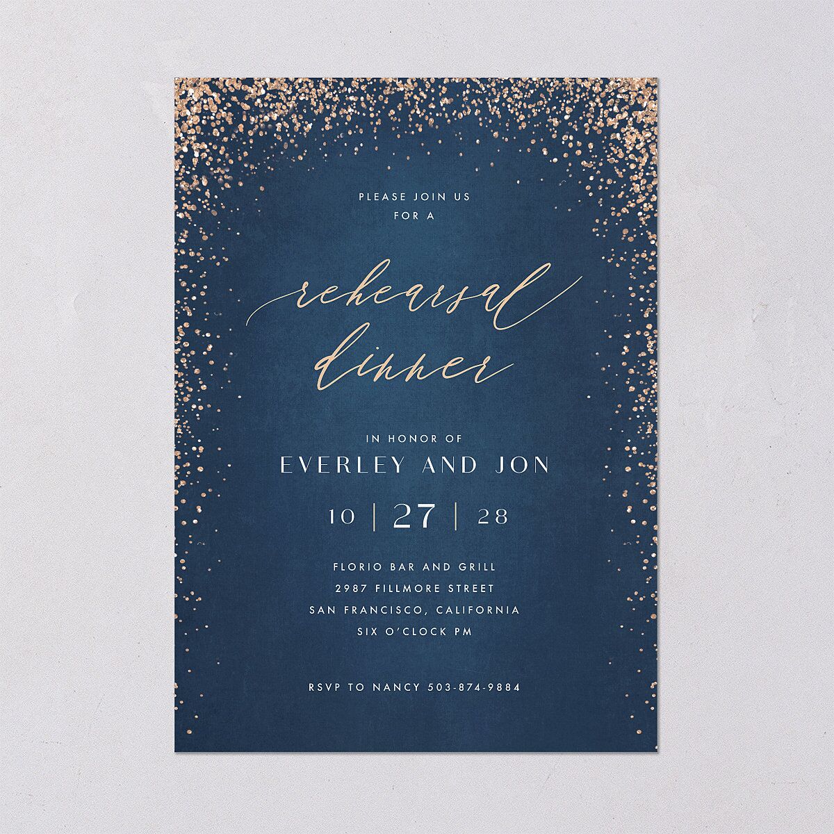 Sparkling Romance Rehearsal Dinner Invitations — view 2