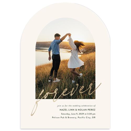 Forever Arch Foil Wedding Invitations Gold Moss Signature Blank No Arch