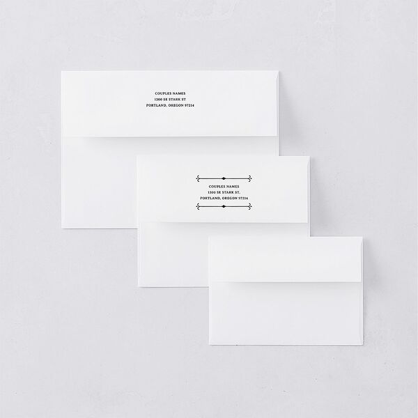 Western Gothic Rehearsal Dinner Invitation Envelopes White Standard Pure White Both Recipient and Return Addresses Signature