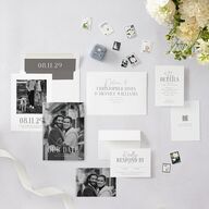 Timeless Lockup Save the Date Cards Pure White Signature smooth Blank No Standard
