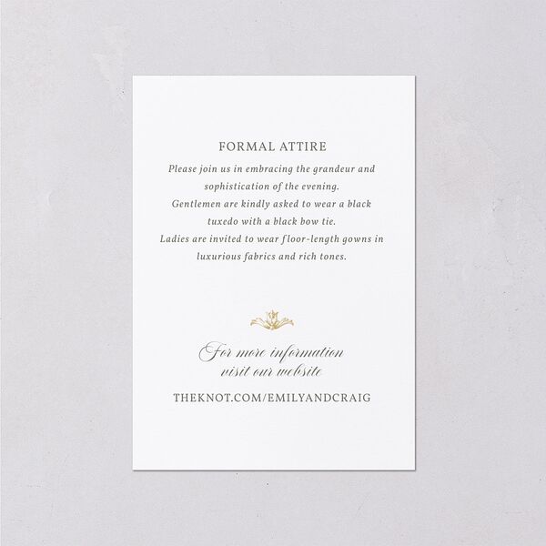 Vintage Regency Monogram Frame Foil Wedding Enclosure Cards Pure White Gold Signature Standard