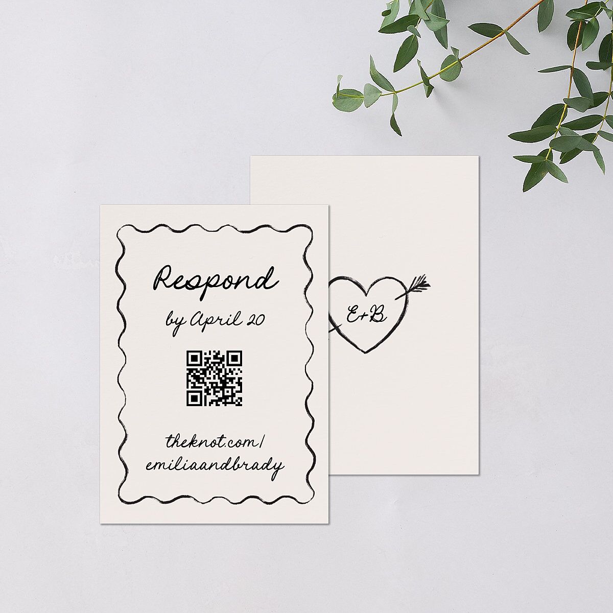 Vintage Lovebird Banner QR Code RSVP Cards Linen Signature Standard