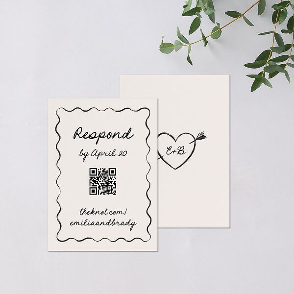 Vintage Lovebird Banner QR Code RSVP Cards Linen Signature Standard