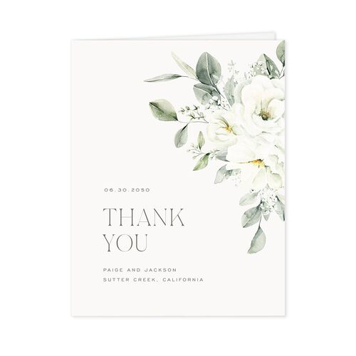 Elegant Pastel Floral Thank You Cards Pure White