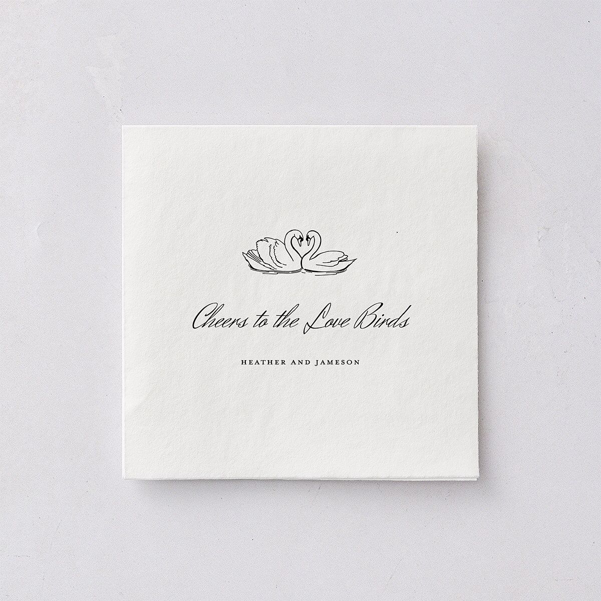 Elegant Swans Cocktail Napkins Ivory Napkin Uncoined