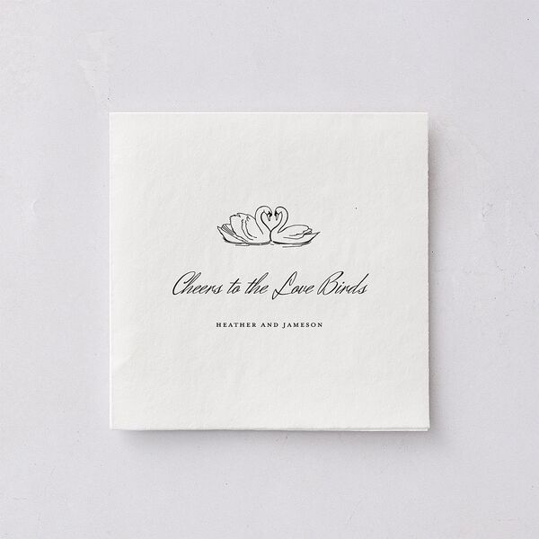 Elegant Swans Cocktail Napkins Ivory Napkin Uncoined