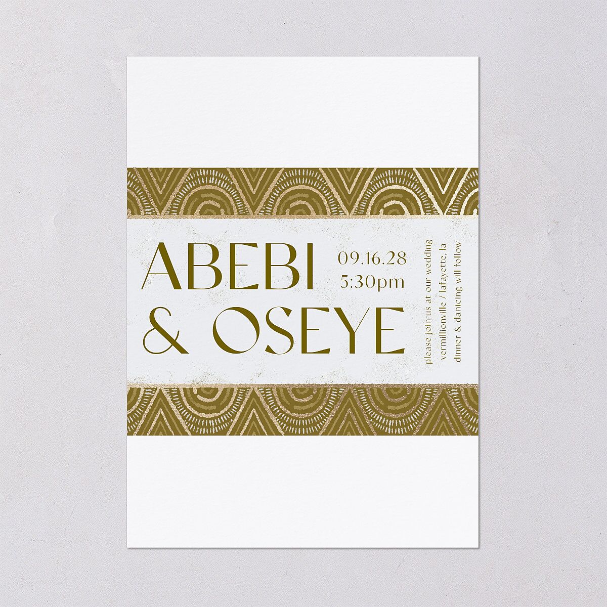 Gilded Sahara Pattern Wedding Invitations — view 2
