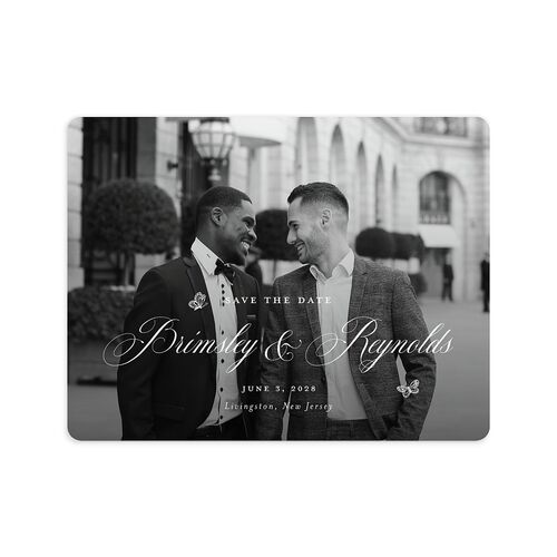 Elegant Antique Toile Frame Save the Date Petite Cards by Bridgerton Dahlia Signature smooth Blank Rounded