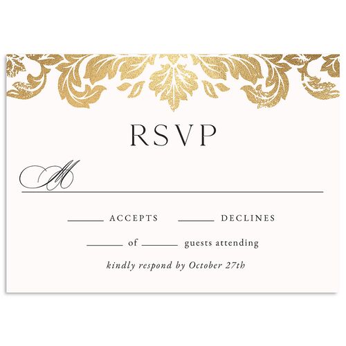 Elegant Damask Wedding Response Cards Gold Licorice Signature Standard