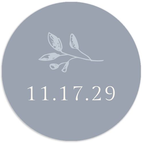 Elegant Botanical Initials  Wedding Stickers Navy Circle