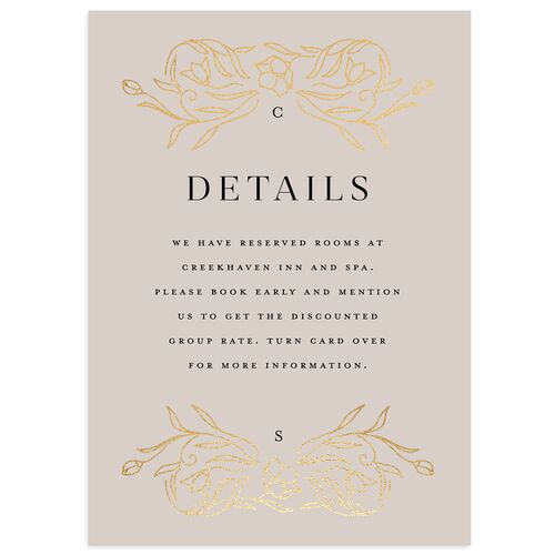 Floral Opulence Foil Wedding Enclosure Cards Gold Licorice Signature Standard