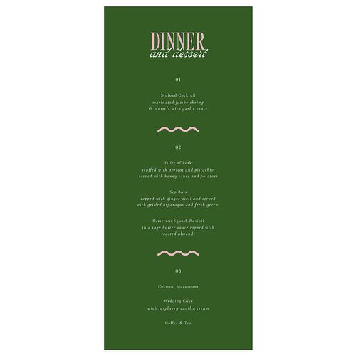 Wavy Frame Photo Menus Scottish Green Signature