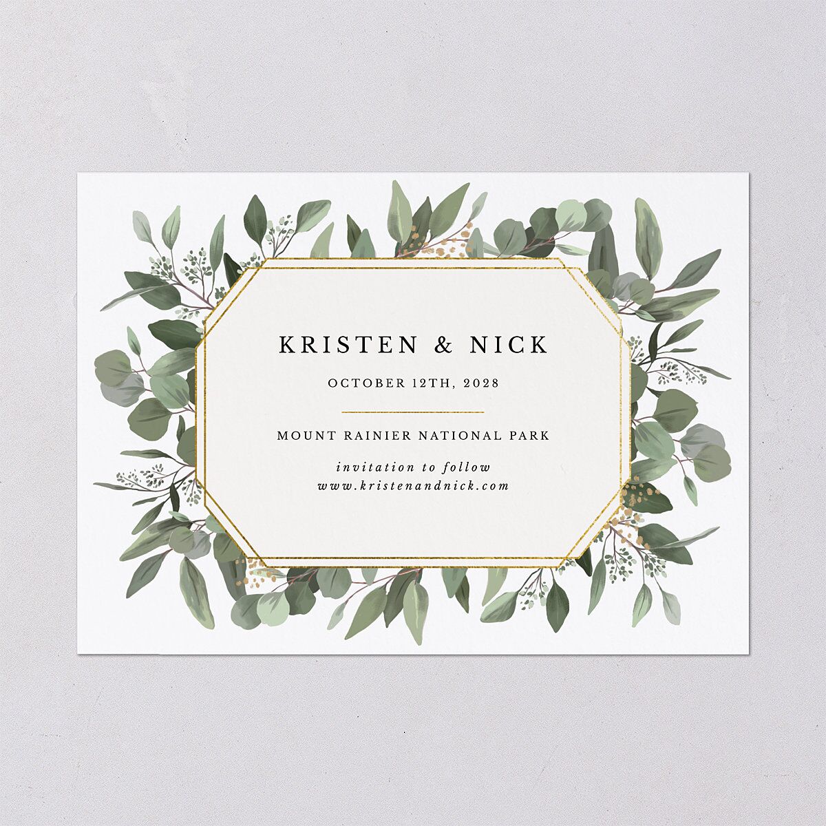 Eucalyptus Frame Save The Date Cards — view 3