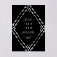 Diamond Deco Wedding Invitations Silver Licorice Signature Blank No Standard