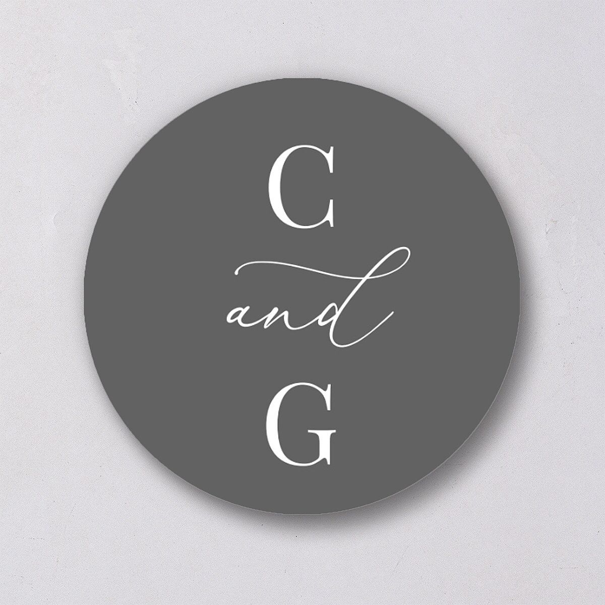 Romantic Calligraphy Wedding Stickers Silver Circle