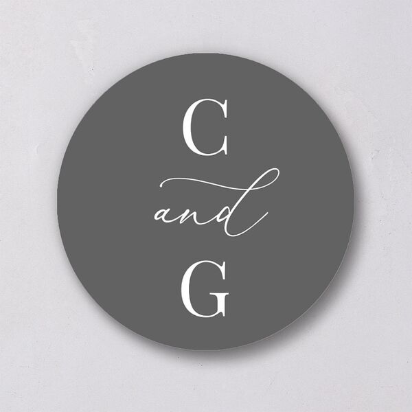 Romantic Calligraphy Wedding Stickers Silver Circle